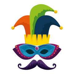 Poster - carnival mask with joker hat and mustache