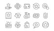 © blankstock - Loyalty program line icons. Bonus card, Redeem gift and discount coupon signs. Lottery ticket, Earn reward and winner gift icons. Linear set. Vector