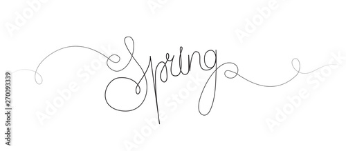 Vector illustration of spring lettering isolated white background