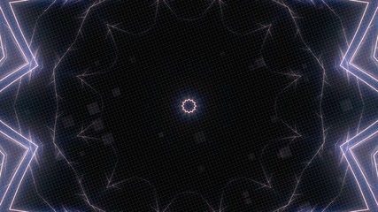 Poster - Neon Mandala.Multicolored kaleidoscope sequence patterns. Abstract multicolored motion graphics background. Beautiful bright ornament.