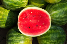 Fruit Stand In The Summer, Ripe Watermelon