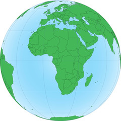 illustration of earth globe with focused on africa