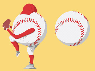 Baseball vector player. Ball illustration