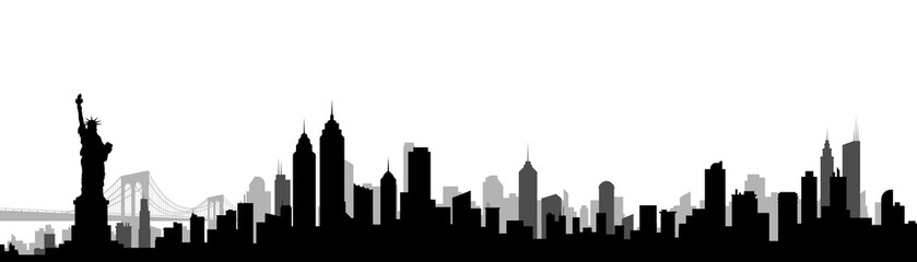 New York City Skyline Silhouette Vector Illustration