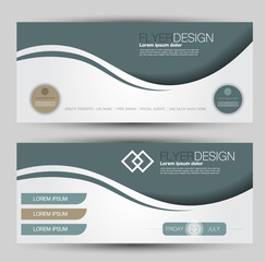 flyer banner or web header template set. vector illustration promotion design background. green colo