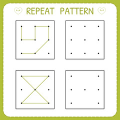 Wall Mural - Repeat pattern. Educational games for practicing motor skills. Working pages for kids. Worksheet for kindergarten and preschool