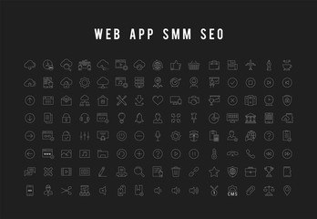 Wall Mural - set vector flat line icons seo and web design