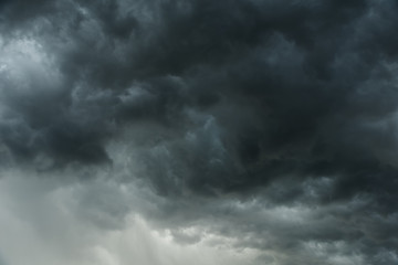 Wall Mural - motion of dark sky and black clouds, dramatic cumulonimbus cloud with rainy.