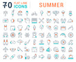 Set Vector Line Icons of Summer