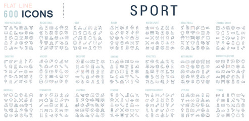 Wall Mural - Set Linear Icons of Sport.