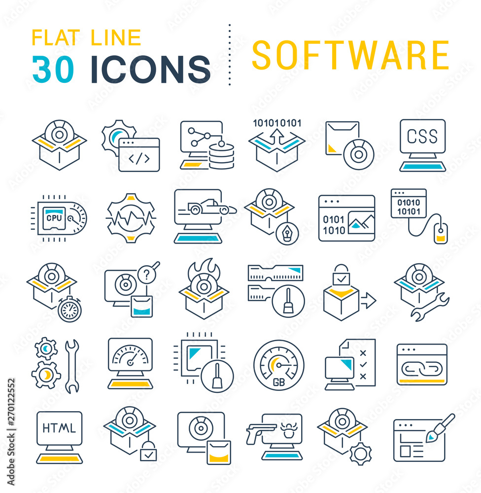 Set Vector Line Icons of Software Stock Vector | Adobe Stock