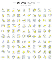 Wall Mural - set vector line icons of science
