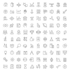 Wall Mural - set vector line icons of science