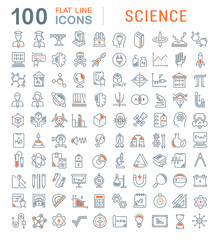 Poster - Set Vector Line Icons of Science