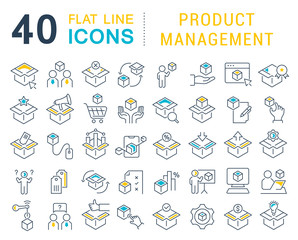Wall Mural - set vector line icons of product management