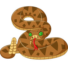 Cartoon Brown Snake On White Background