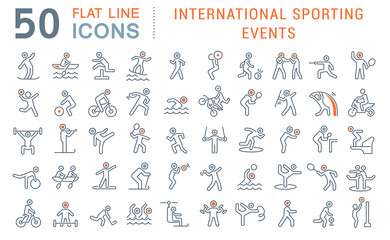 Poster - Set Vector Line Icons of International Sporting Events