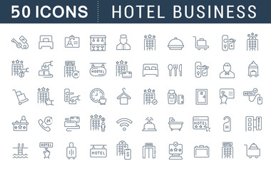 Wall Mural - set vector line icons of hotel business