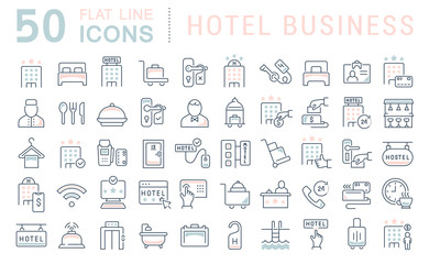 Wall Mural - set vector line icons of hotel business