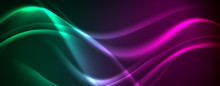 Green Violet Neon Liquid Waves Abstract Background