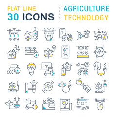 Wall Mural - Set Vector Line Icons of Agriculture Technology