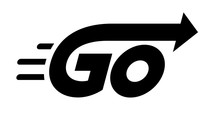 Word Go With Arrow. Vector Lettering On White Background