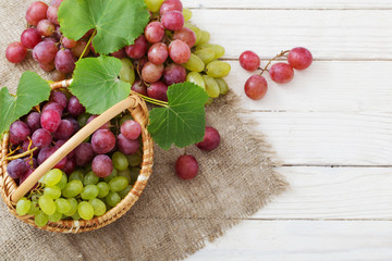 Wall Mural - grape on wooden background