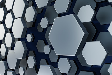 Wall Mural - black and white hexagon background