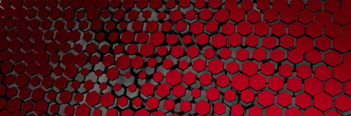 Wall Mural - dark red hexagon background