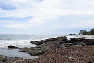 Landscape of beautiful beaches with wave and blue sky.