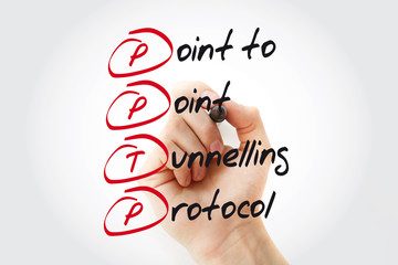 Aufkleber - Hand writing PPTP Point to Point Tunnelling Protocol with marker, acronym concept