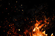 canvas print picture - Detail of fire sparks isolated on black background
