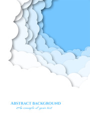 Design for posters, brochures, signs with clouds, sky. Paper cut pattern. Vector illustration