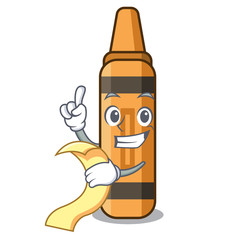 Sticker - With menu orange crayon in the cartoon shape