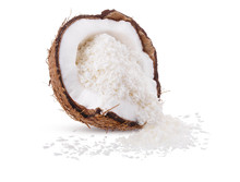 Slice Coconut Shavings Isolated On White Background Clipping Path