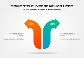 Poster - Icons infographics with arrows. Element of chart, graph, diagram with 2 options - parts, processes, timeline. Vector business template for presentation, workflow layout, annual report