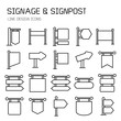 signpost, billboard, signage and road sign line icons