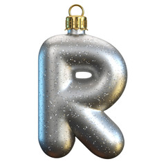 Christmas tree decoration font, letter R