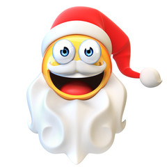 Sticker - Santa claus emoji , emoticon with beard and Santa's hat 3d rendering