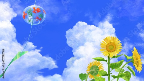 夏真っ盛りのイラスト 風鈴とひまわり Stock Photo Adobe Stock 夏真っ盛りのイラスト 風鈴とひまわり Stock Photo Adobe Stock
