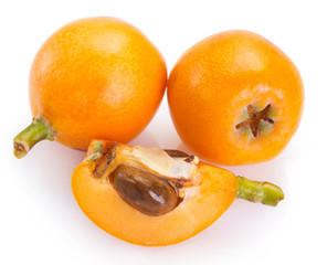 Loquat fruit on white background