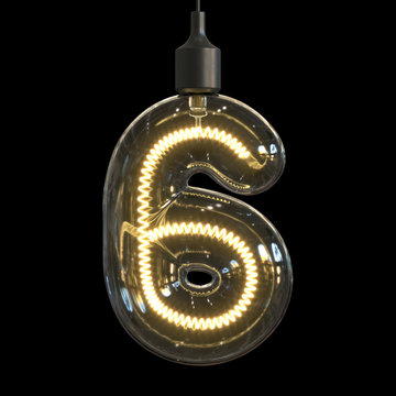 Light bulb 3d font 3d rendering number 6