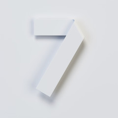 Fototapete - Origami paper font, folded ribbon font 3d rendering, number 7