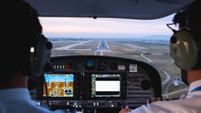 Landing plane cockpit view