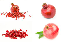 Collection Of Pomegranates On A White Background