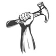 © vladischern - hand holding a hammer, tools icon cartoon hand drawn vector illustration sketch