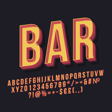Bar 3d vintage vector lettering