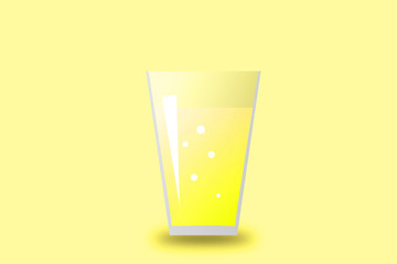 Yellow carbonated juice such as energy drink or lemon squash in a glass cup. エナジードリンクやレモンスカッシュなどの黄色い炭酸ドリンク