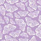 Fototapeta Motyle - Vector white butterflies repeat seamless pattern