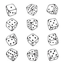 Dice Sketch Set, Chance And Gambling Risk